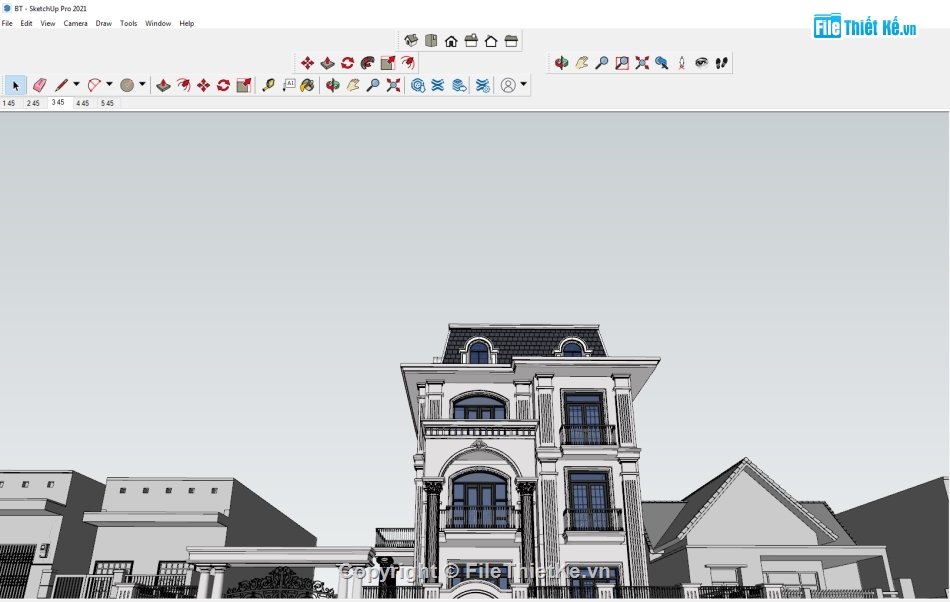 biệt thự 3 tầng,Sketchup biệt thự,model 3d sketchup biệt thự,file 3d sketchup biệt thự